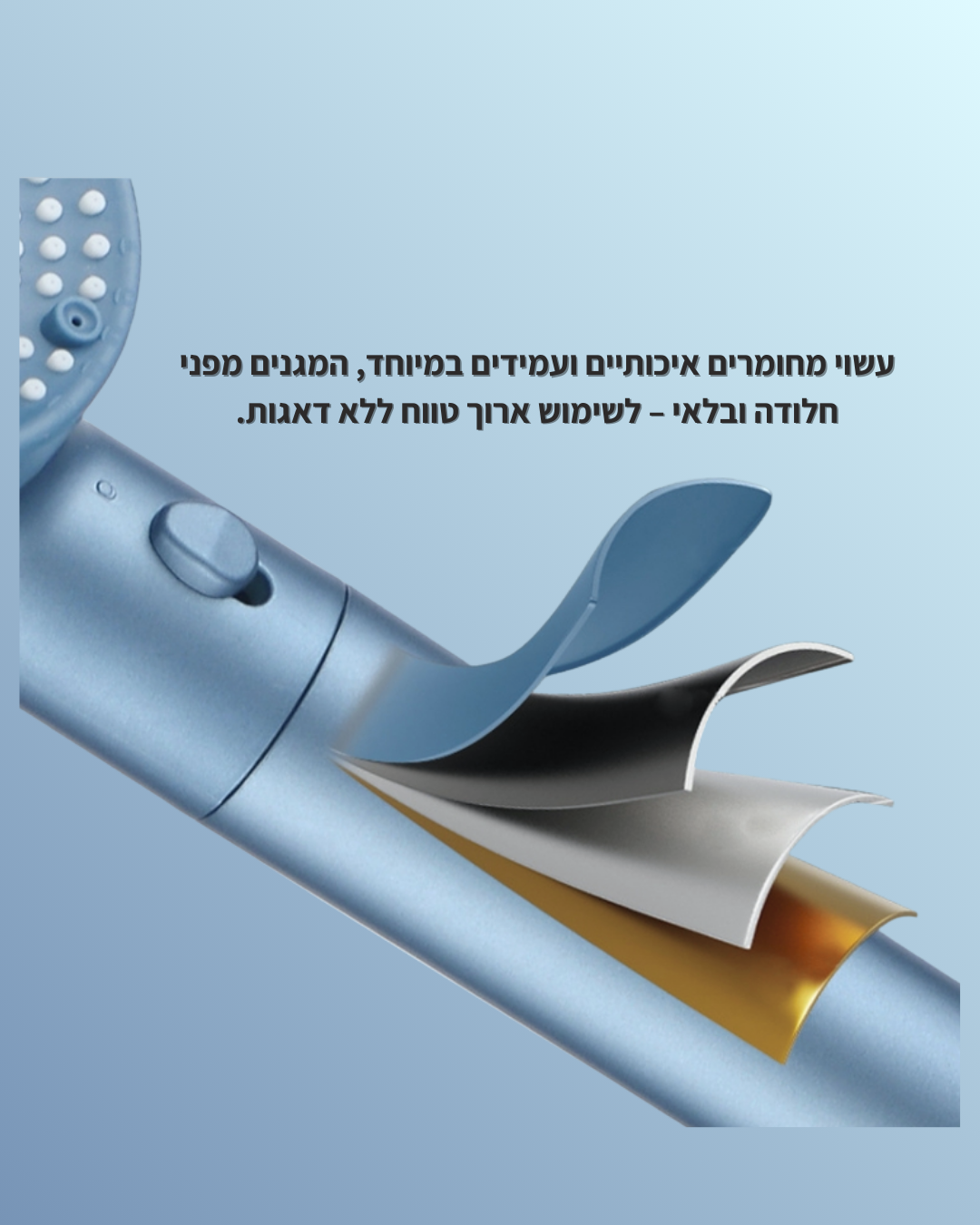 חוויית מקלחת מתקדמת – לחץ מים חזק, סינון איכותי וכפתור עצירה נוח מבית Loriven